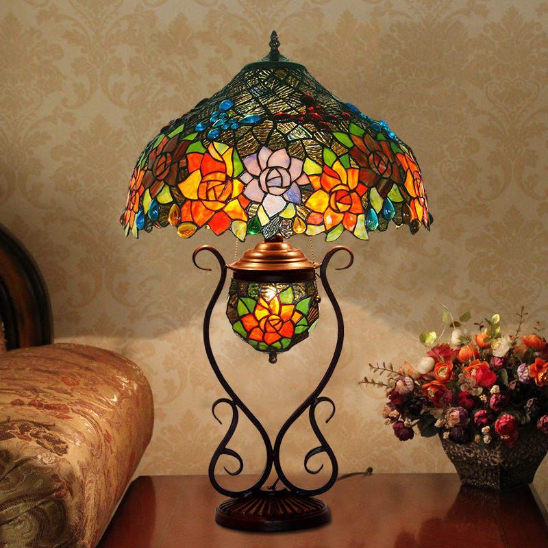 12" /16"/18" CE Approved Stained Glass Tiffany Table Lamp for Bedroom