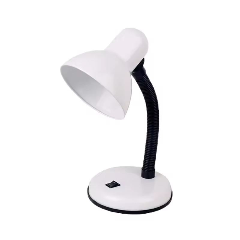 Simple Desk Lamp with Contemporary Design Metal Flexible Neck Iron Body Electric Power Supply