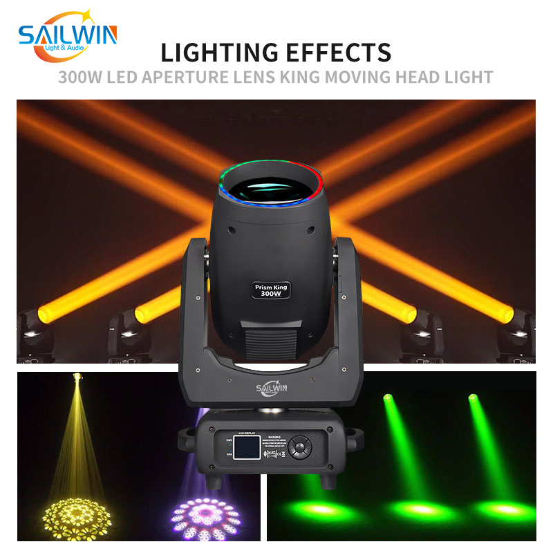Sailwin New Stage Lamp 300 Watt Mobile Head Beam Lamp Sharp DMX Light Emitting Diode Stage Piano Lamp with 48 Comb Prism 14 Gobos Effect