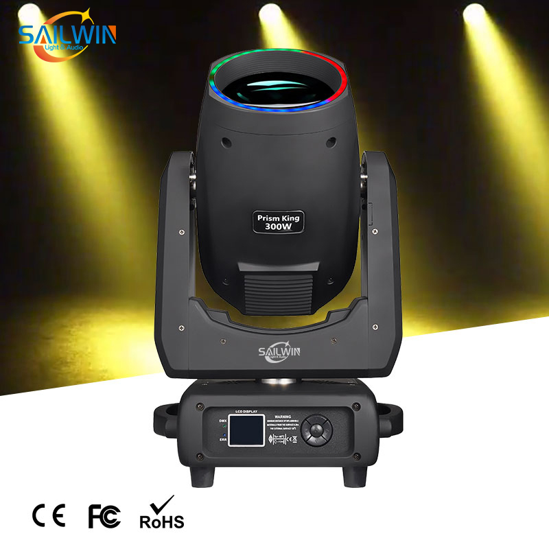 Sailwin New Stage Lamp 300 Watt Mobile Head Beam Lamp Sharp DMX Light Emitting Diode Stage Piano Lamp with 48 Comb Prism 14 Gobos Effect