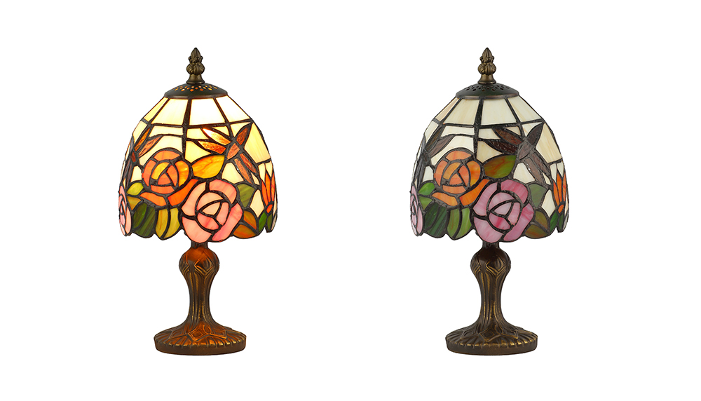 Tiffany Style Handmade Light Rose Flower Stained Glass Ceiling Vintage Art Decor Pendant Table Lamp Wholesale Lighting Suppliers