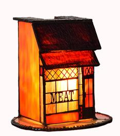 Tiffany Style Table Lamp Stained Glass Small House Night Lamp for Decoration