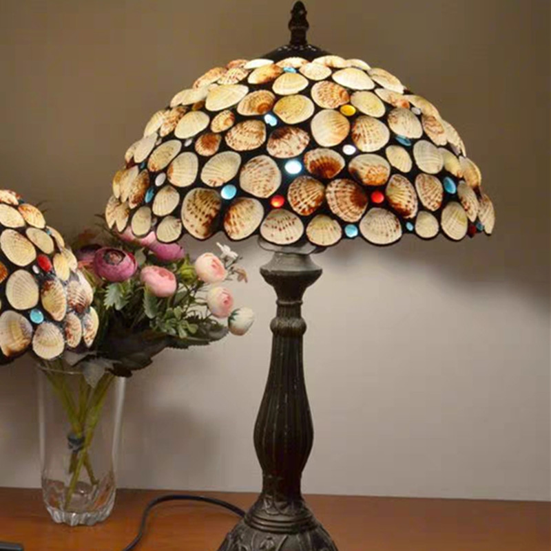 Tiffany Table Lamp Shell Handmade Decorative Lamp AC85-265V Bed Side Table Lamp (WH-TTB-72)