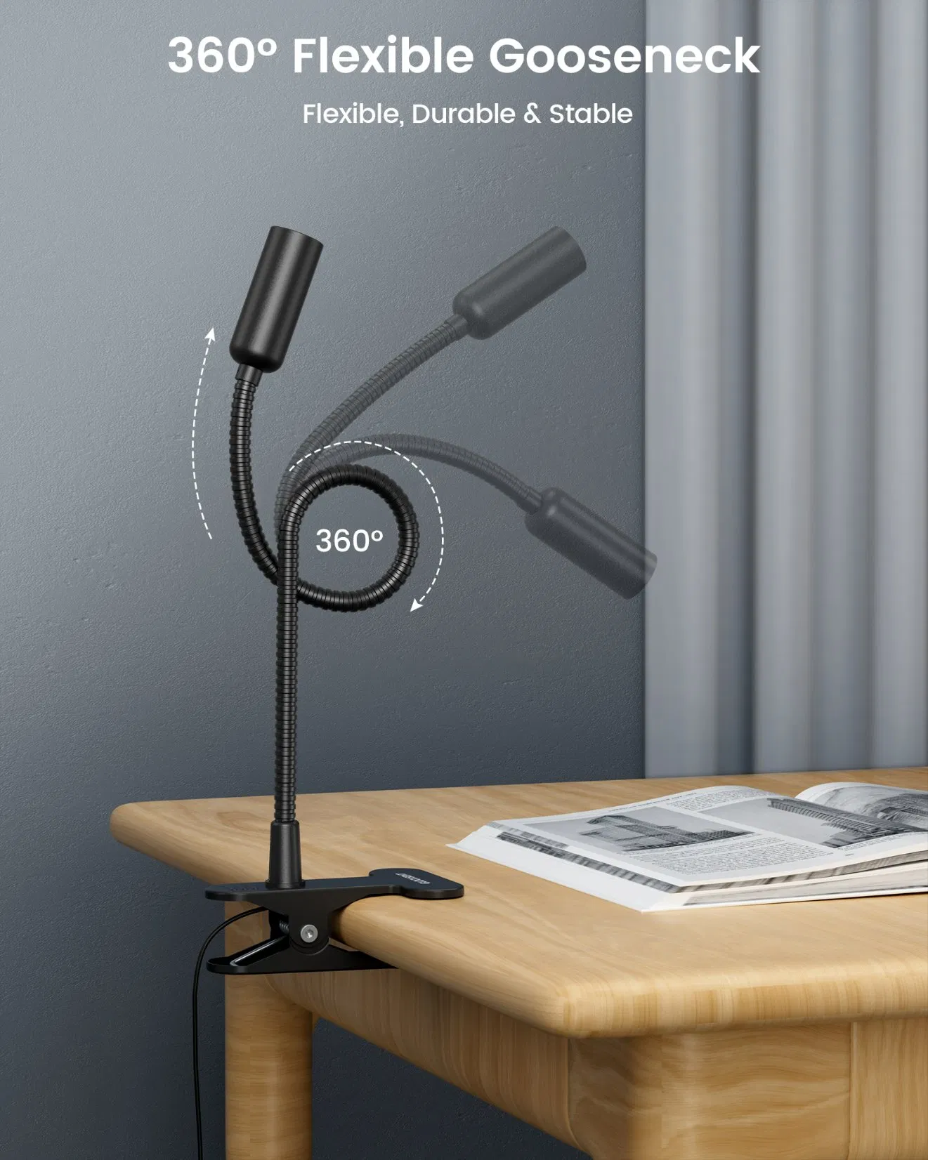 OEM Gooseneck Eye-Caring Clip-on Clamp LED Table Reading Light Task Desk Lamp