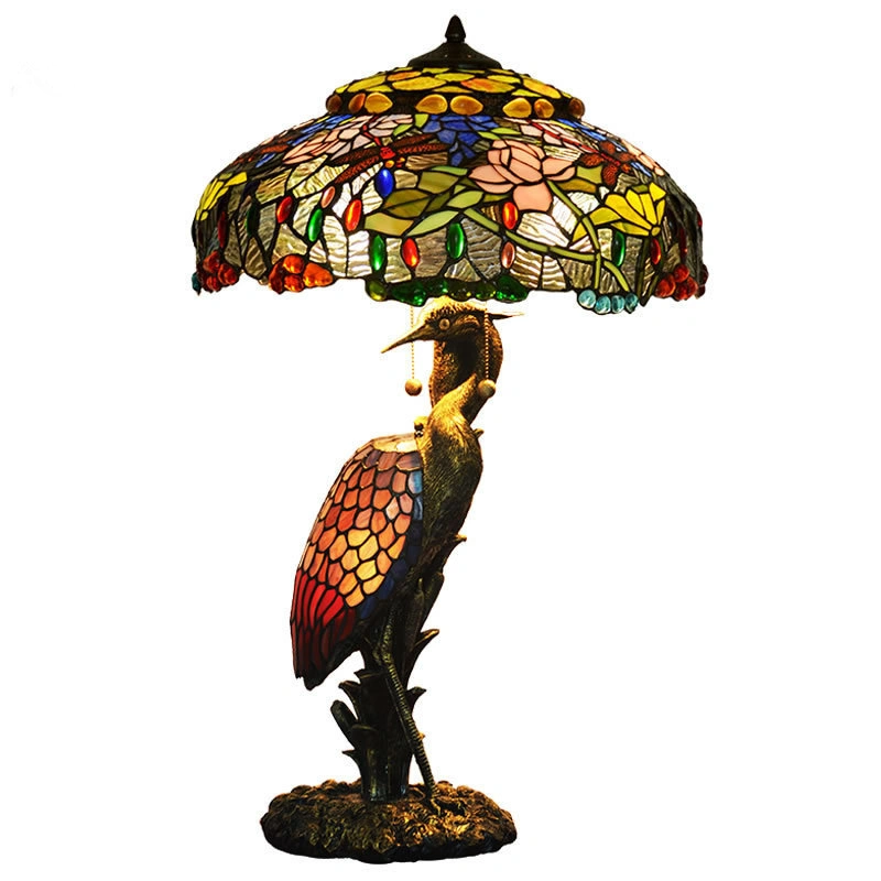 12" /16"/18" CE Approved Stained Glass Tiffany Table Lamp for Bedroom