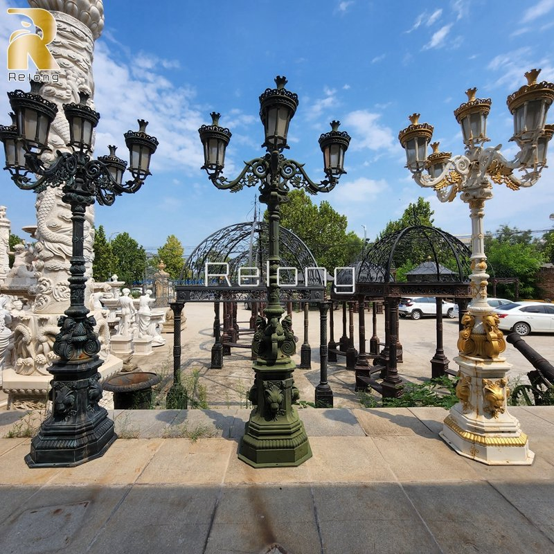 Luxury White Lighting Cast Iron Garden Lamp Posts Street Light Lamp