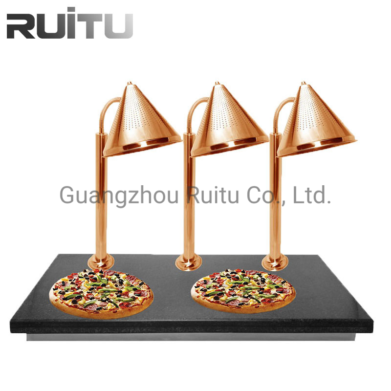 2 Tank Copper Stainless Steel Buffet Station Insulation Equipment Carving Light Food Barbecue Steak Pizza Warmer Heat Lamps Insulated Catering Buffet Table Lamp