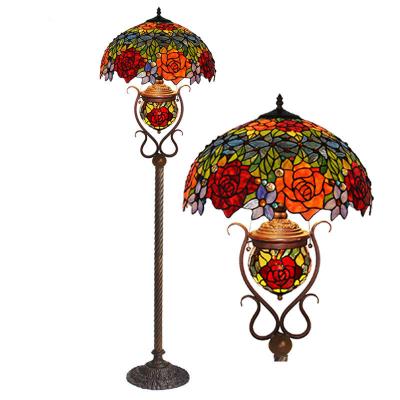Dragonfly Leadlight Stained Glass Lamp Tiffany Floor Lamp for Home Decoration