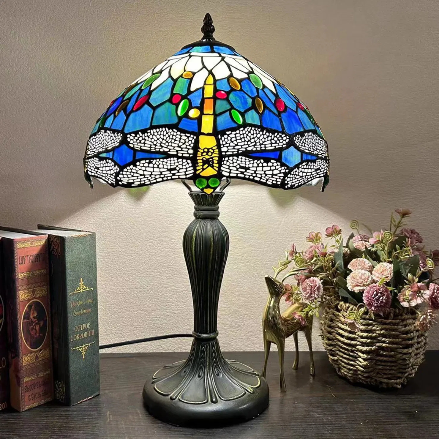 12 Inch Antique Stained Glass Tiffany Style Lamp Collection
