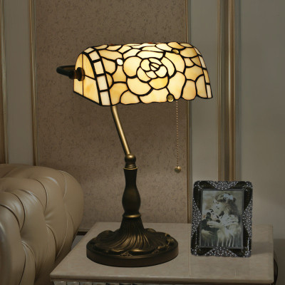 TF3927 Tiffany Style Banker Desk Lamp Stained Glass Reading Accent Lamp