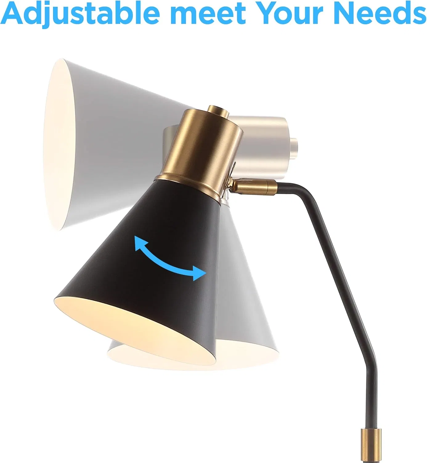 Modern Glam Scandinavian Minimalist Midcentury Transitional Black Brass Gold Metal LED Task Floor Lamp