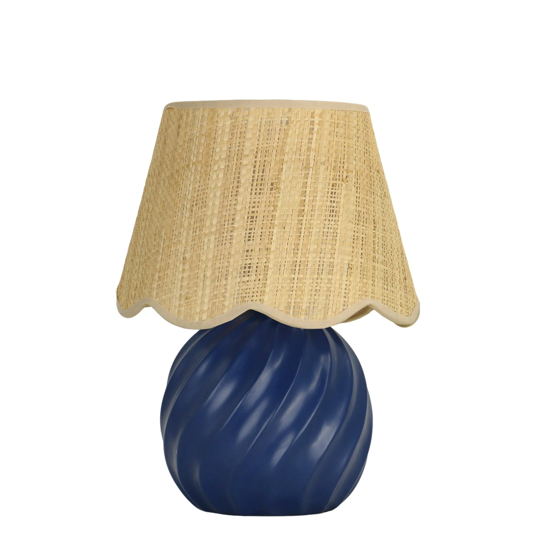 Pleated Retro Ceramic Table Lamp Rattan Lampshade Cozy Atmosphere Bedside Night Light for Bedroom Study
