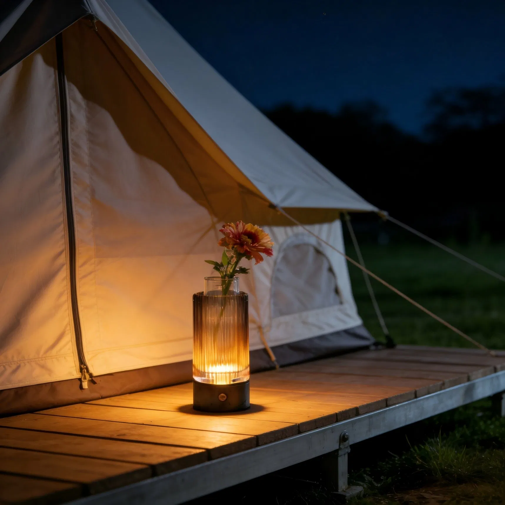 Hisoon Modern Crystal Glass IP44 Rechargeable Cordless LED Table Bedside Lamp