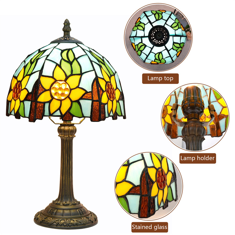 Decorative Tiffany Style Desk Lighting Multi-Color Glass Light Bedroom Bedside Reading Table Lamp