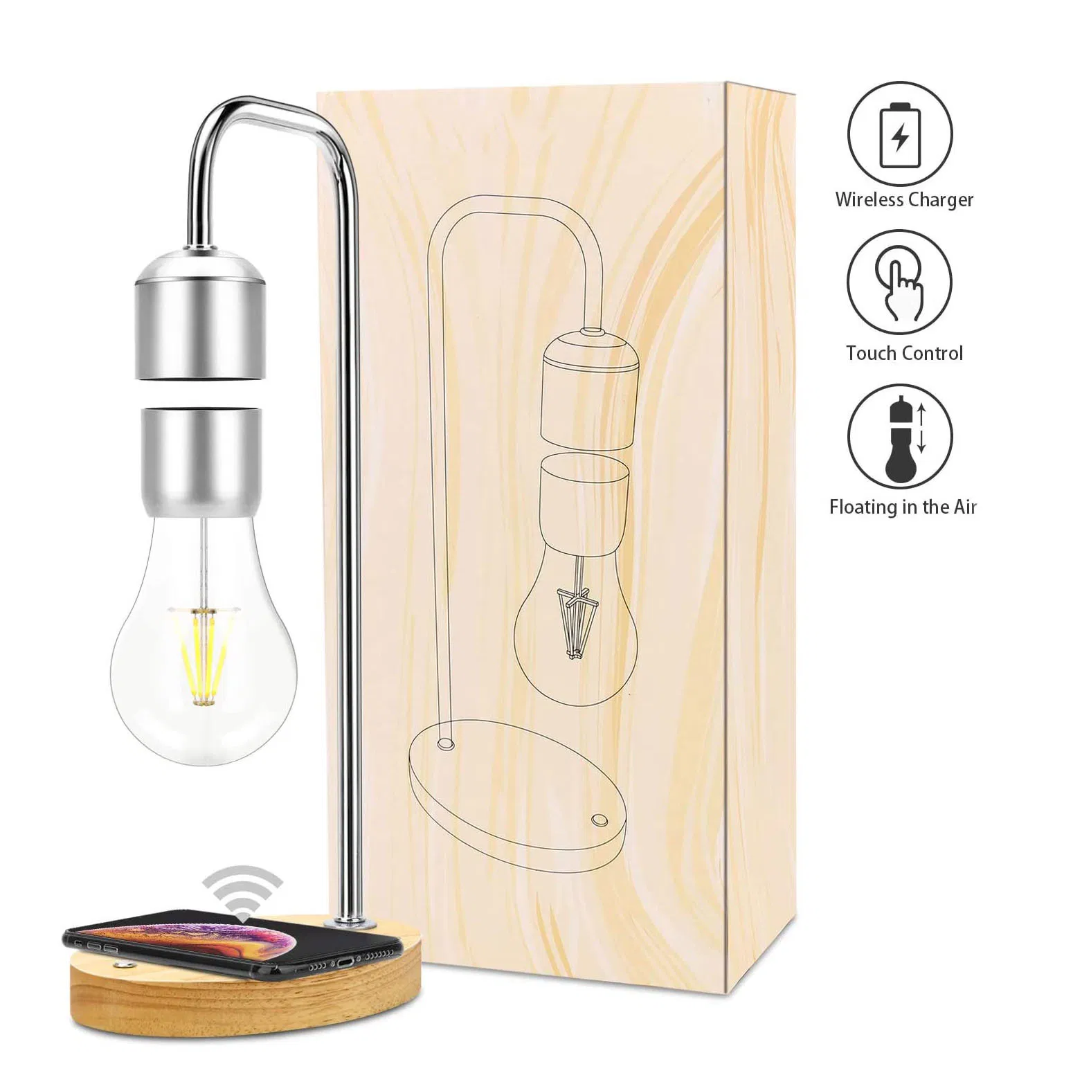 Magnet Levitation Table Lamp Floating Ase Magnetic Levitation Bulb Levitating Lamp Atmospheres Wireless Charging Gravity Desk Lamp