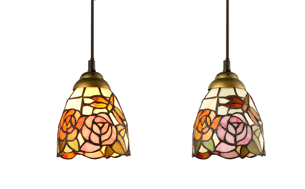 Tiffany Style Handmade Light Rose Flower Stained Glass Ceiling Vintage Art Decor Pendant Table Lamp Wholesale Lighting Suppliers