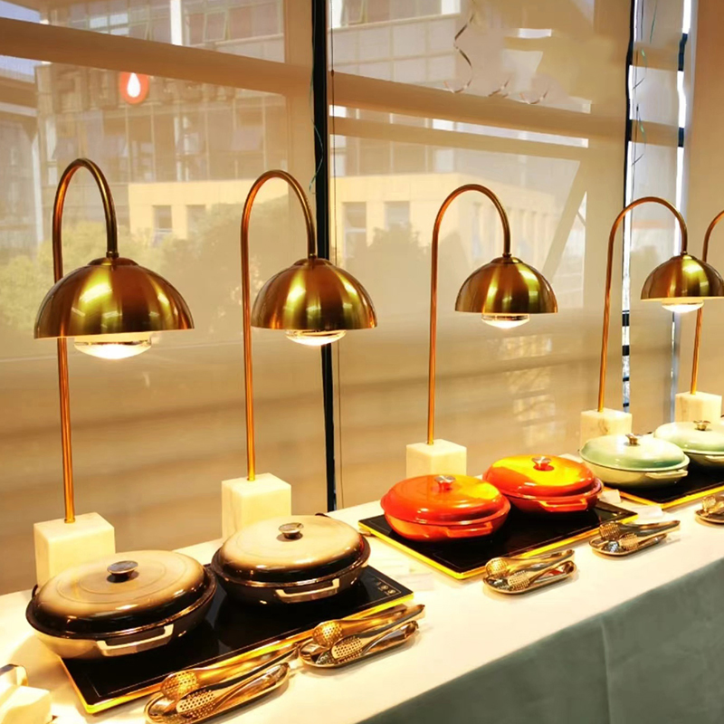 Restaurant Single Head Buffet Utensils Silver Food Insulation Lamp Preservation Light Infrared Heating Lamp Kitchen Catering Buffet Food Warmer Lamp