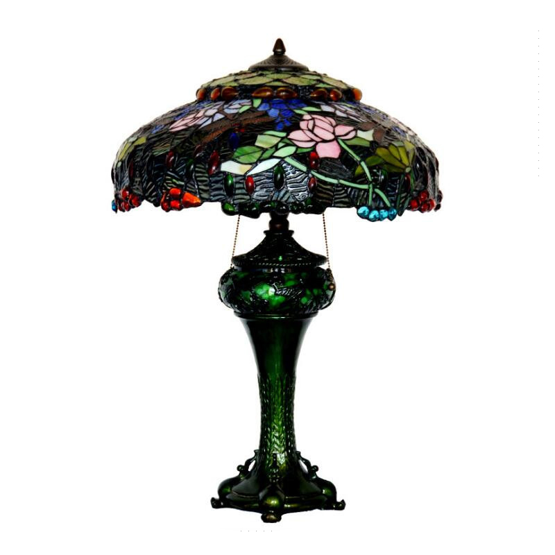 Art Deco Stained Glass Dragonfly Restaurent Design Large Luxury Tiffany Style Lamp (WH-TTB-04)