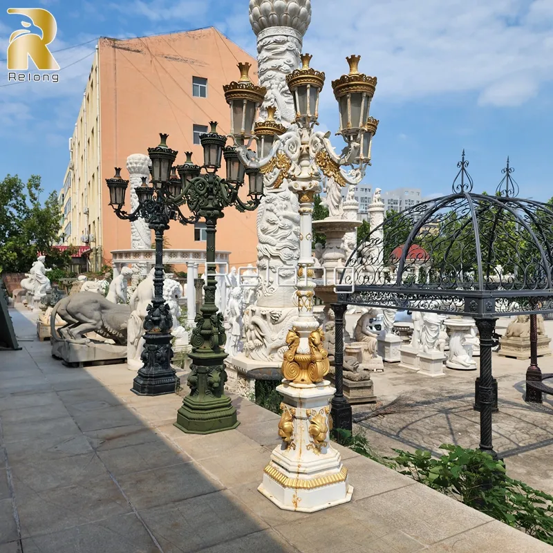Luxury White Lighting Cast Iron Garden Lamp Posts Street Light Lamp