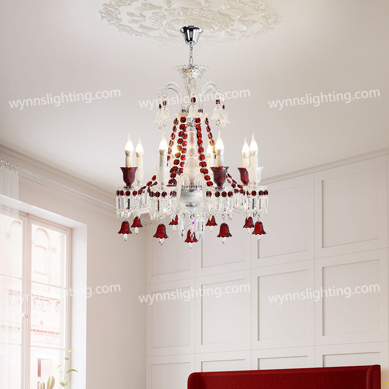 Candelabro de Cristal Elegante Zenith Luminária de Teto Luxuosa Iluminação Frence Baccarats