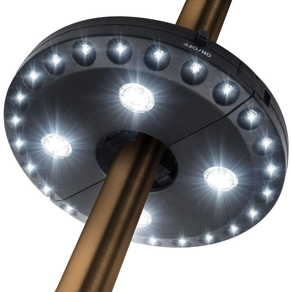 Guarda-sol de Pátio com Poste Central Multifuncional 3 Luz LED Brilhante