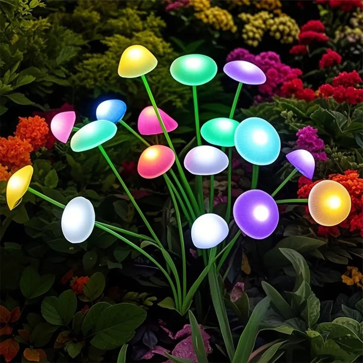 Luzes de Jardim Solar em Forma de Cogumelo IP65 Luzes de Cordão Solar à Prova d'Água para Quintal, Pátio e Caminho