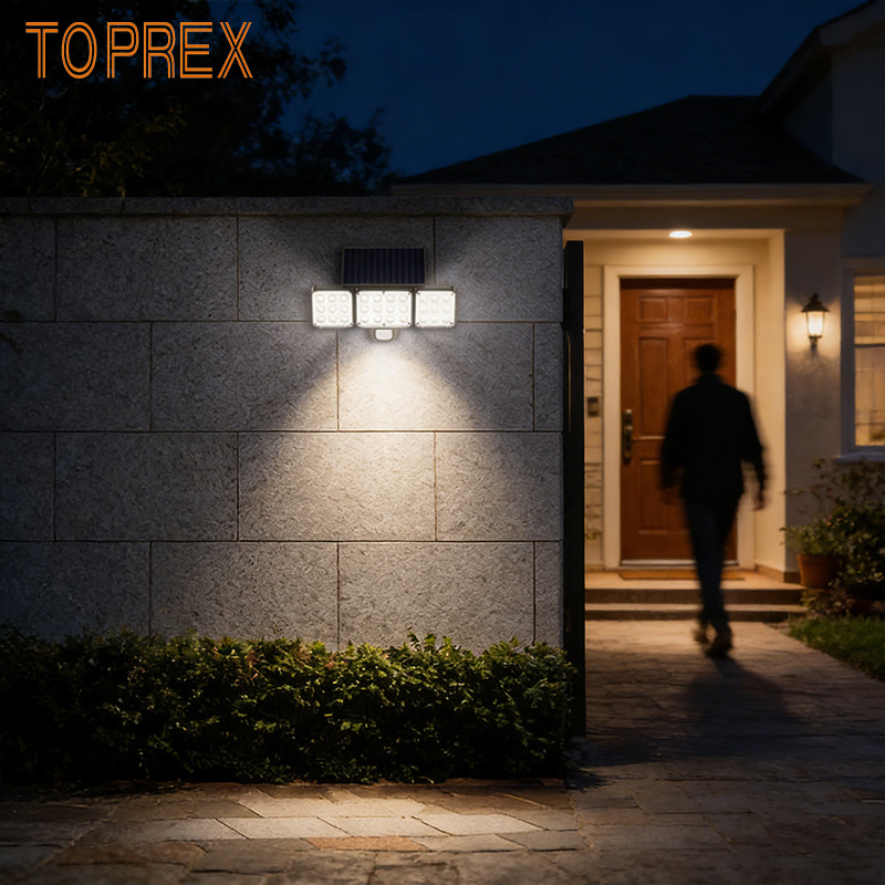 Luz Solar LED de Parede com Sensor de Movimento Toprex para Iluminação de Jardim à Prova d'Água