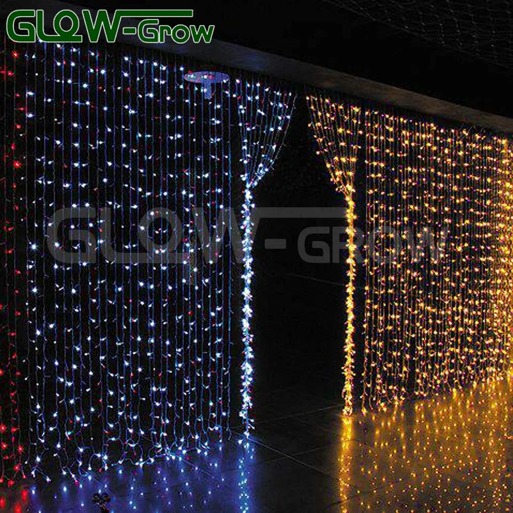 300 Luz de Cortina de Fio LED para Janela, Decoração de Natal, Quarto, Casamento, Festa, Fundo de Jardim, Uso Interno e Externo (Branco)