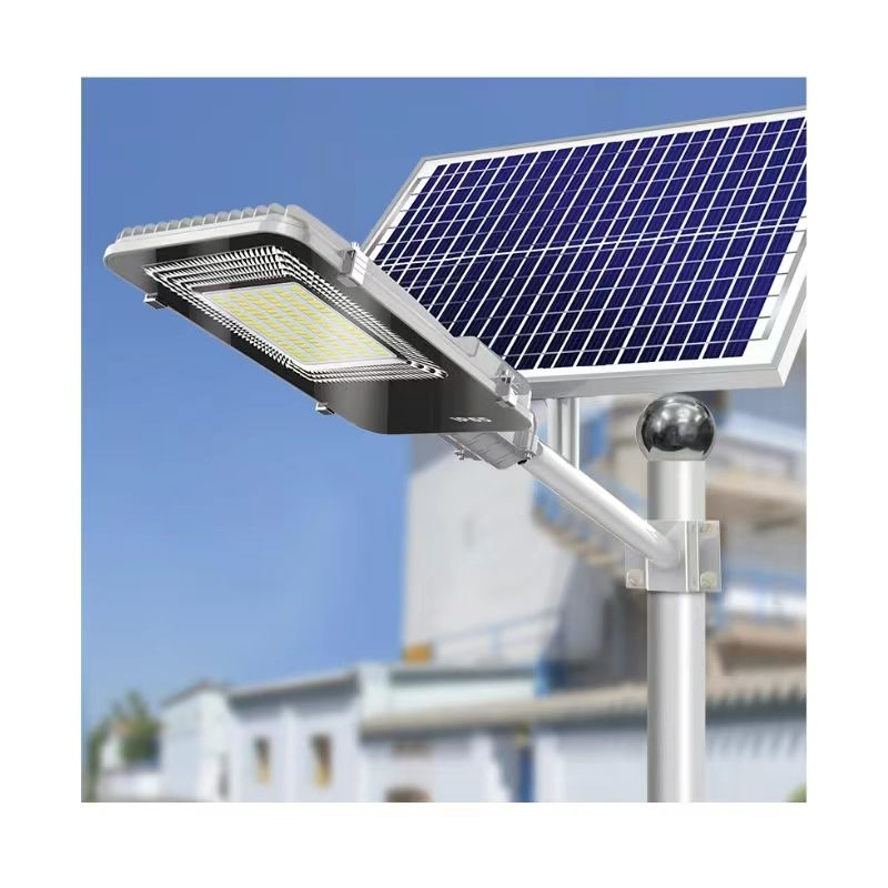 100W/200W Lâmpada de Rua Solar Integrada IP66 Iluminação LED Externa com Poste para Pátio Estrada