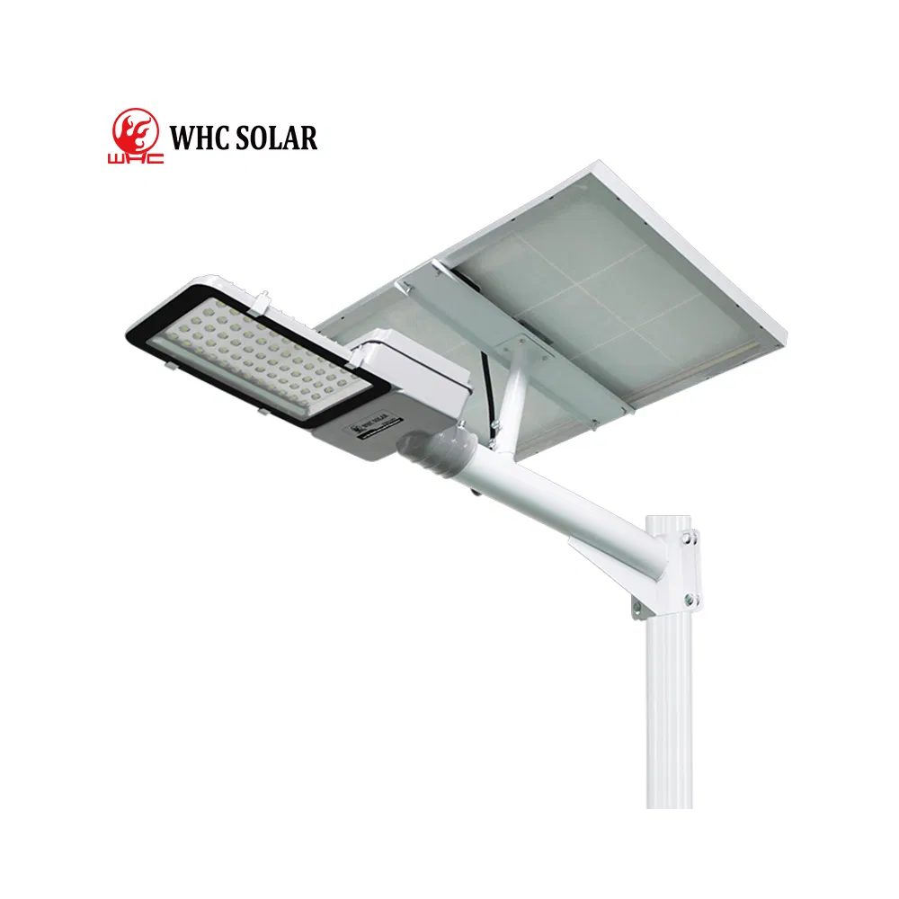 80W Luminária LED Solar para Iluminação de Rua Tipo Split com Bateria de Lítio como Reserva