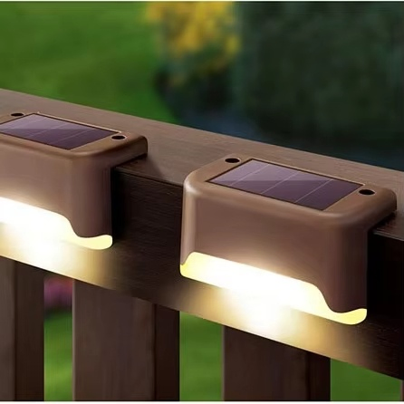 Lâmpada de parede LED à prova d'água para cercas, luzes solares LED para escadas, decoração para pátio, jardim e escadaria