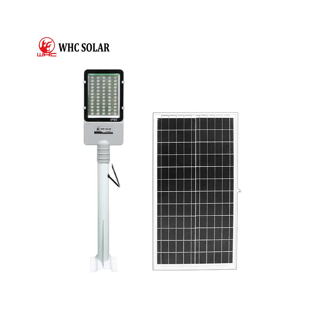 80W Luminária LED Solar para Iluminação de Rua Tipo Split com Bateria de Lítio como Reserva