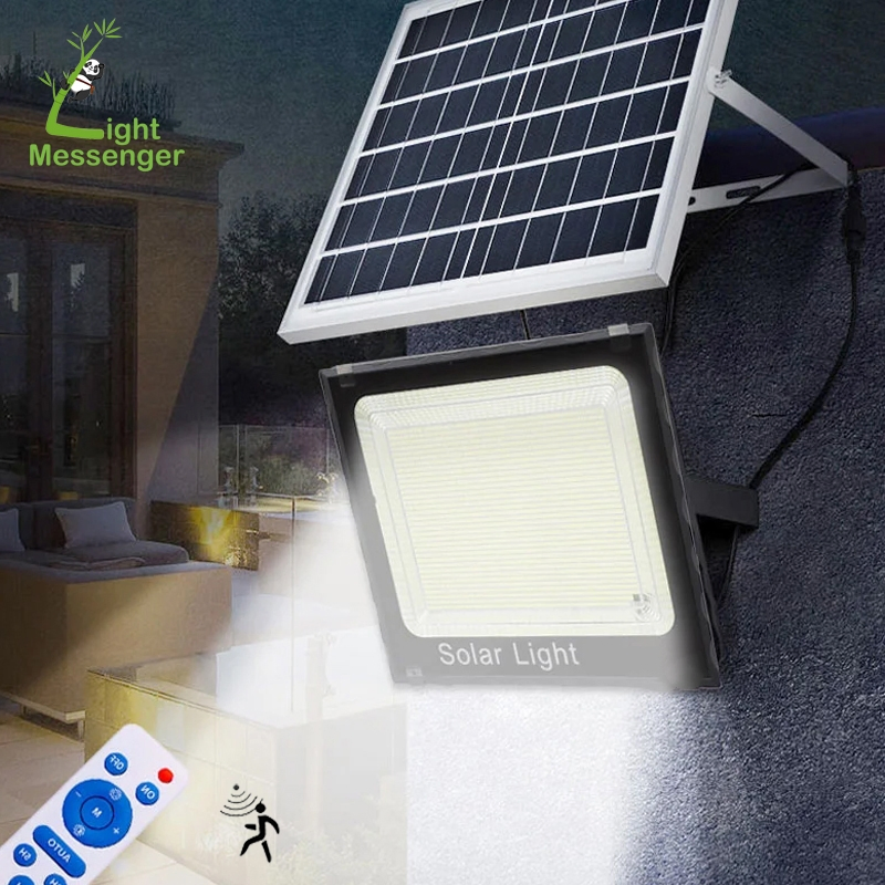 Preço de Fábrica do Mensageiro de Luz Lâmpada LED Solar Alimentada por Energia IP66 À Prova d'Água para Estádio ao Ar Livre, Estacionamento, Jardim, Quadra 100W 200W 300W Luzes de Inundação Solar SMD