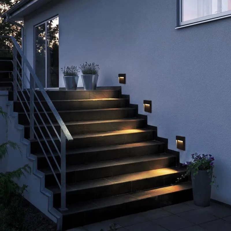 Moderno 3-10W Lâmpadas de Parede Externas de Alumínio LED à Prova d'Água Quadradas Embutidas para Escadas, Cantos e Pisos para Uso em Jardim