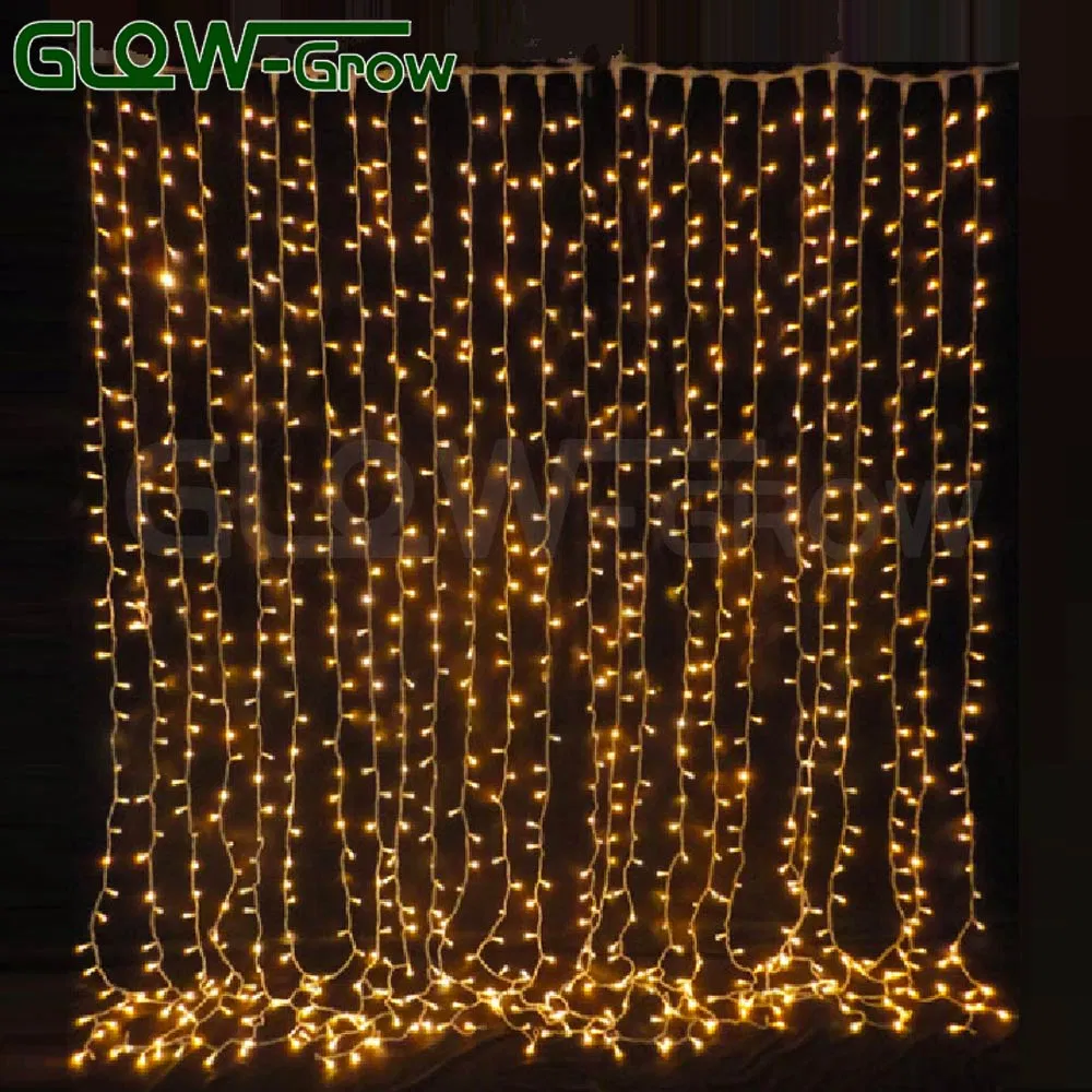 300 Luz de Cortina de Fio LED para Janela, Decoração de Natal, Quarto, Casamento, Festa, Fundo de Jardim, Uso Interno e Externo (Branco)
