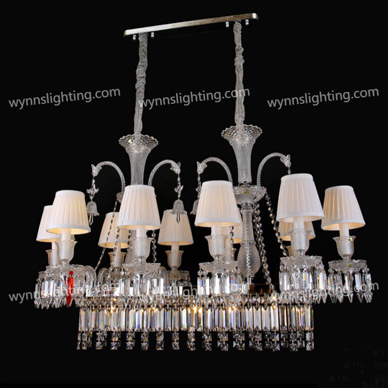 Pendente de Cristal Retangular Iluminação Baccarat Luxuosa Lâmpada de Teto para Decoração de Casamento