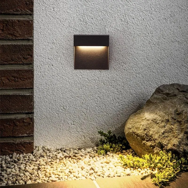 Moderno 3-10W Lâmpadas de Parede Externas de Alumínio LED à Prova d'Água Quadradas Embutidas para Escadas, Cantos e Pisos para Uso em Jardim