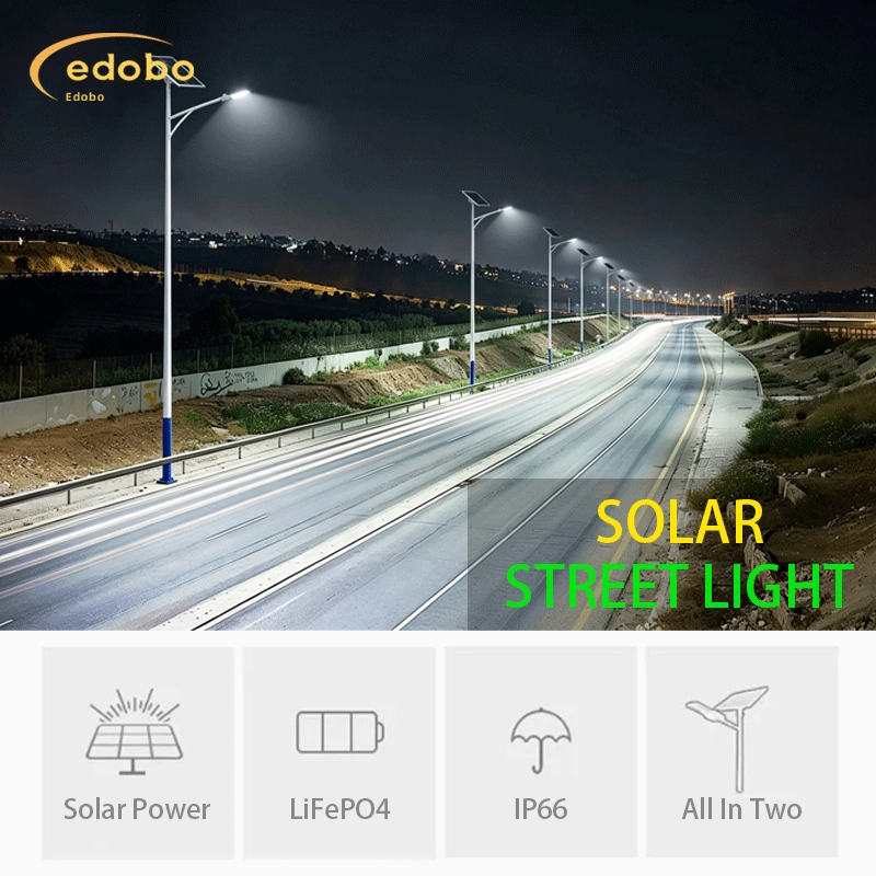 Luz de Rua Solar Inteligente IoT Dividida ao Ar Livre IP66 LED à Prova d'Água Iluminação de Estrada com LiFePO4 Bateria