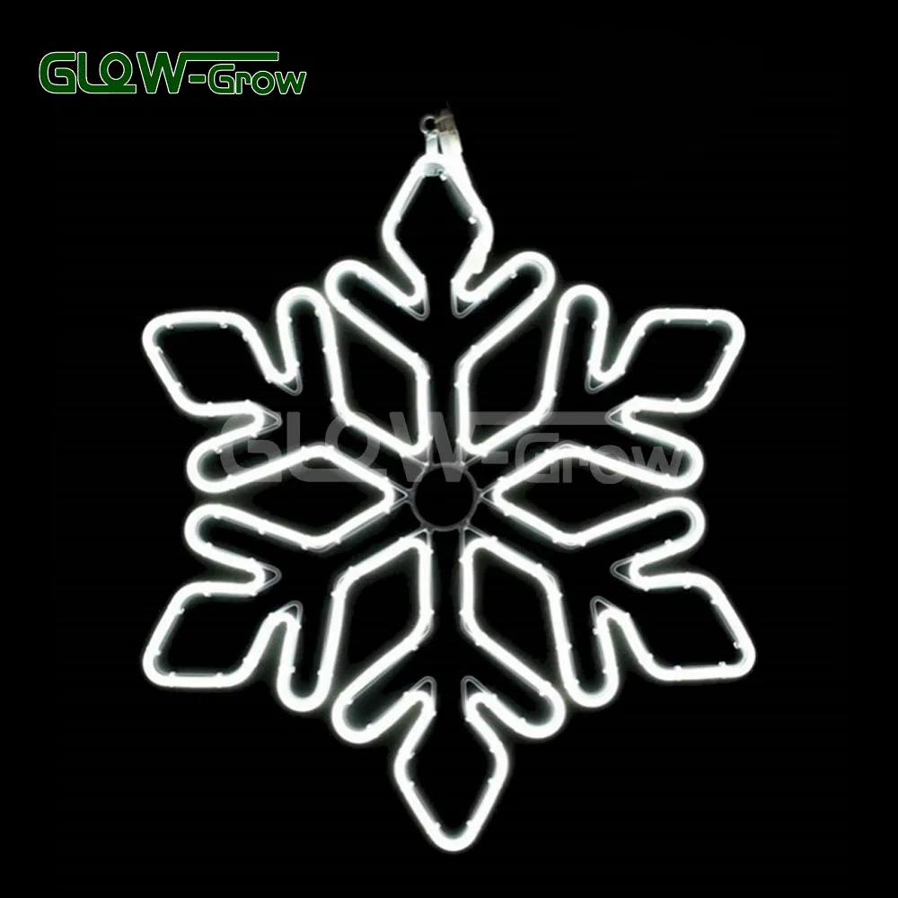 Decoração de Natal Use Luz de Cordão LED Branca em Forma de Floco de Neve para Parede, Casa, Rua, Loja, Decoração de Casa