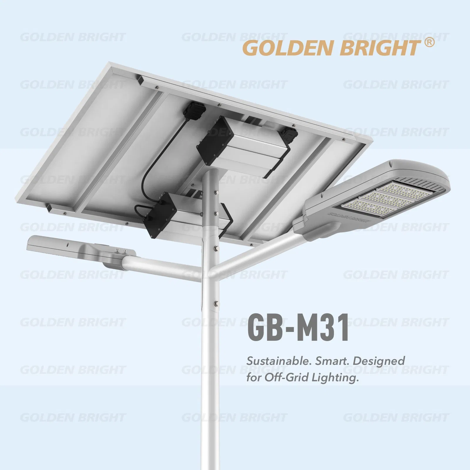 GB-M31 100W Luminária de Rua Solar do Tipo Separado Painel Solar e Luz LED