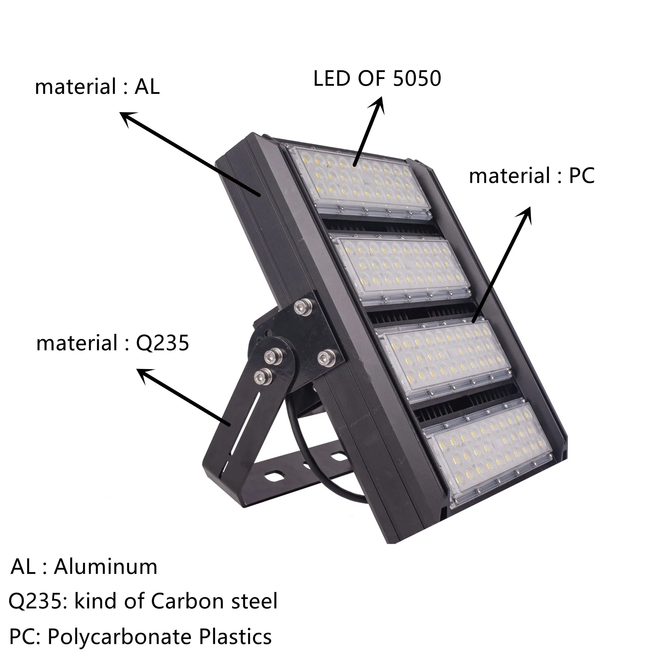 IP66, CE, CB, ENEC, Luz de Inundação LED de Alta Potência 400W Luz de Inundação LED para Túnel, Praça