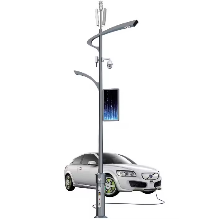 Pólo de Luz de Rua Solar IoT Inteligente Nei – 6m a 12m com Câmera e Sensor