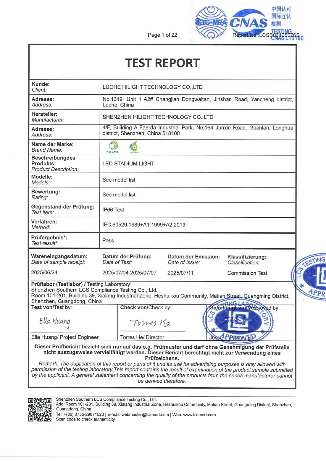 IP66 Certification