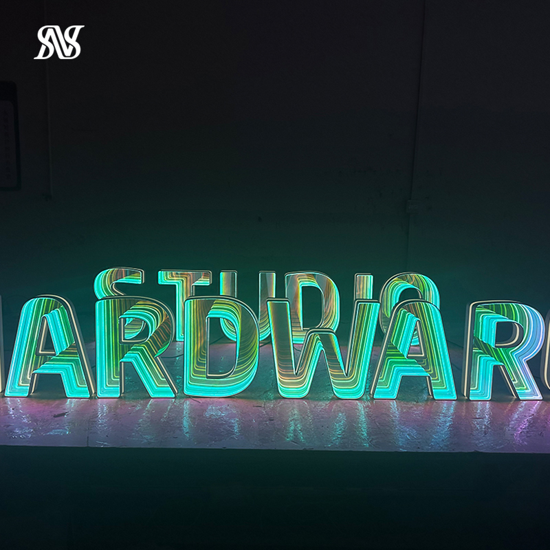 Deslumbrante 3D Espelho de Neon LED Acrílico para Uso Externo