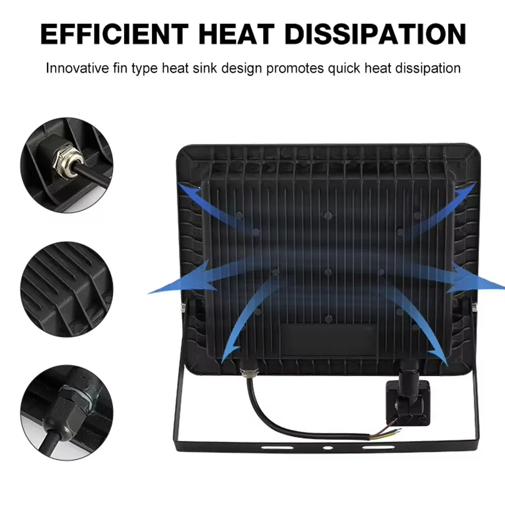 Iluminação Externa para Jardim Direto da Fábrica IP66 Sensor de Movimento em Alumínio à Prova d'Água 10W 20W 30W 50W 100W 150W 200W Luz de Inundação LED