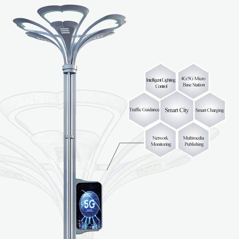 Polo de Iluminação de Rua Inteligente Baseado em IoT Personalizado e à Prova d'Água 4G com Câmera CCTV e Tela de LED para Publicidade