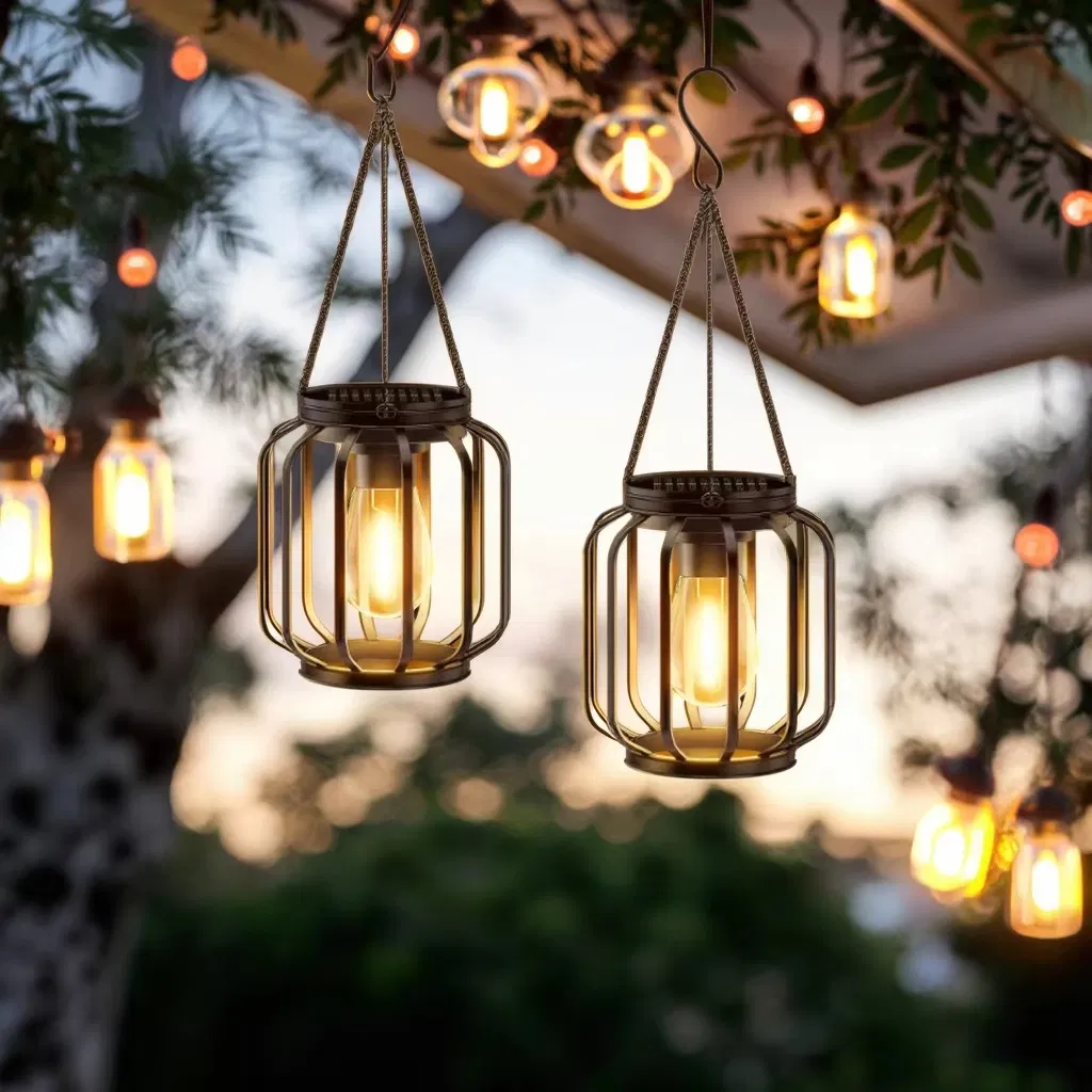 Lanternas Solares Externas Impermeáveis Lanternas Solares Alimentadas por Energia Solar Iluminação LED para Jardim Pátio Quintal Decorativas