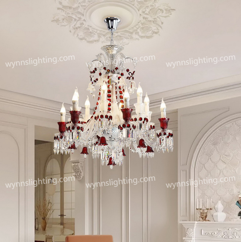 Candelabro de Cristal Elegante Zenith Luminária de Teto Luxuosa Iluminação Frence Baccarats