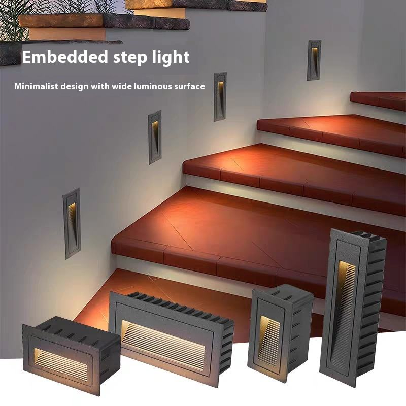 Moderno 3-10W Lâmpadas de Parede Externas de Alumínio LED à Prova d'Água Quadradas Embutidas para Escadas, Cantos e Pisos para Uso em Jardim