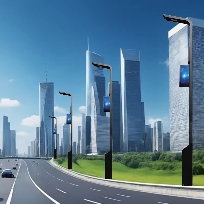 Pólo de Luz de Rua Solar IoT Inteligente Nei – 6m a 12m com Câmera e Sensor